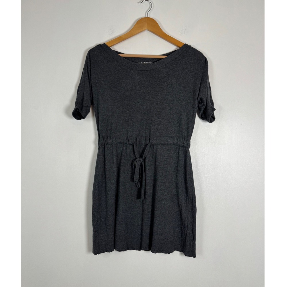 Cozy Minimalist A Pea in the Pod Maternity Small Knit Top Grey Drawstring Tie